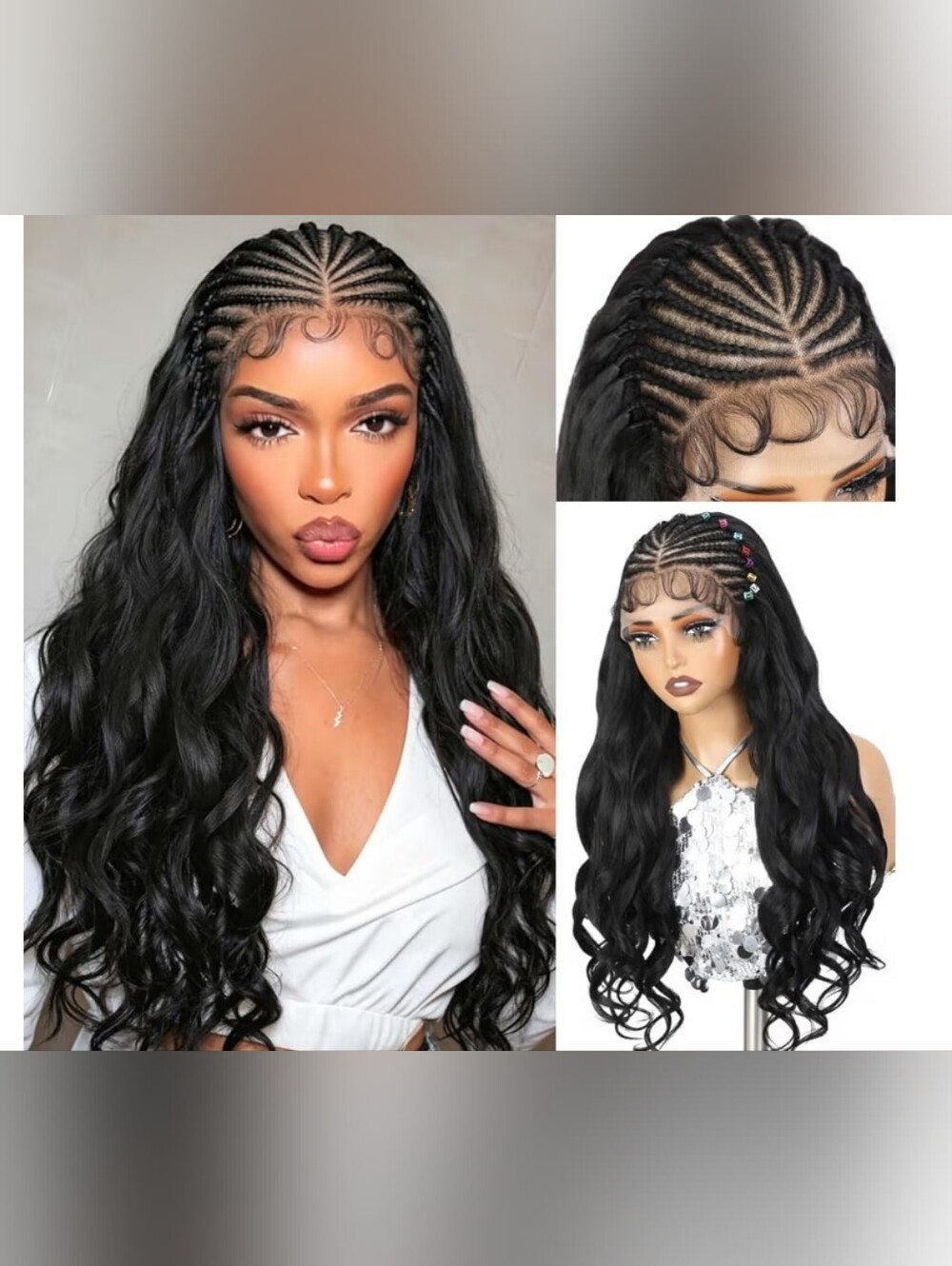13X6 Lace Front Light Yaki Curly Wig Prebraided Cornrow Curly Baby Hair Knotless